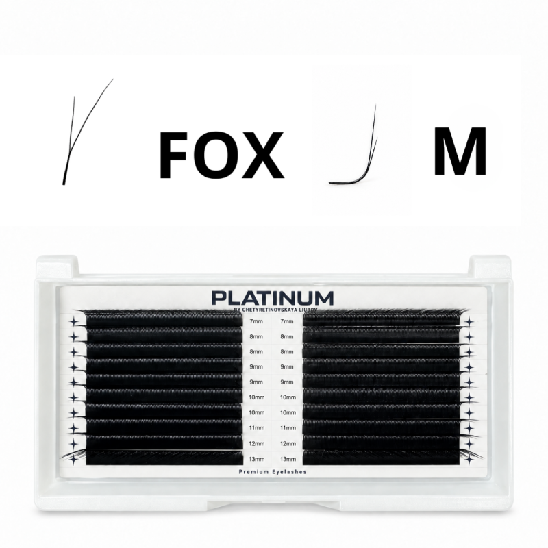 Ready Fan Eyelash Clusters FOX Black Curl M 0.07 7–13 mm PLATINUM