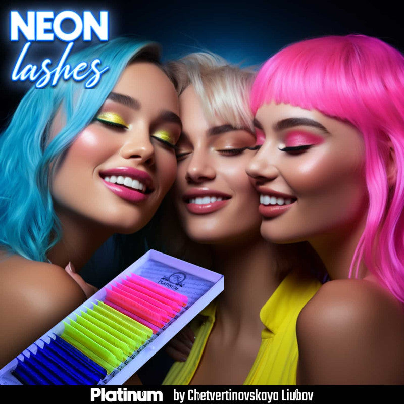 Eyelash Extensions Color Neon PLATINUM Curl L 0.07 8–13mm