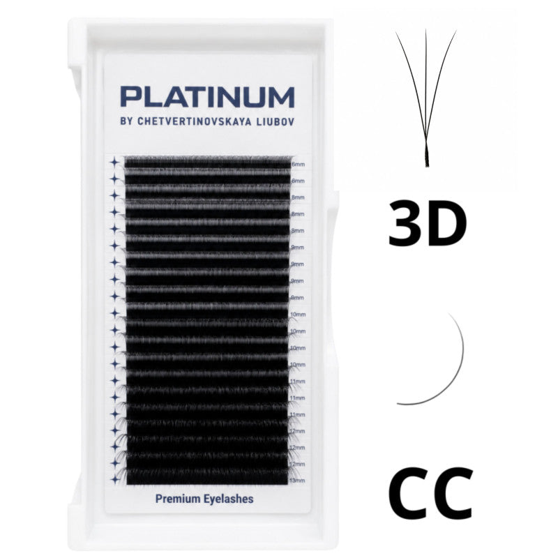 Ready Fan Eyelash Clusters 3D Black W-Shape Curl CС 0.07 6–13 mm PLATINUM