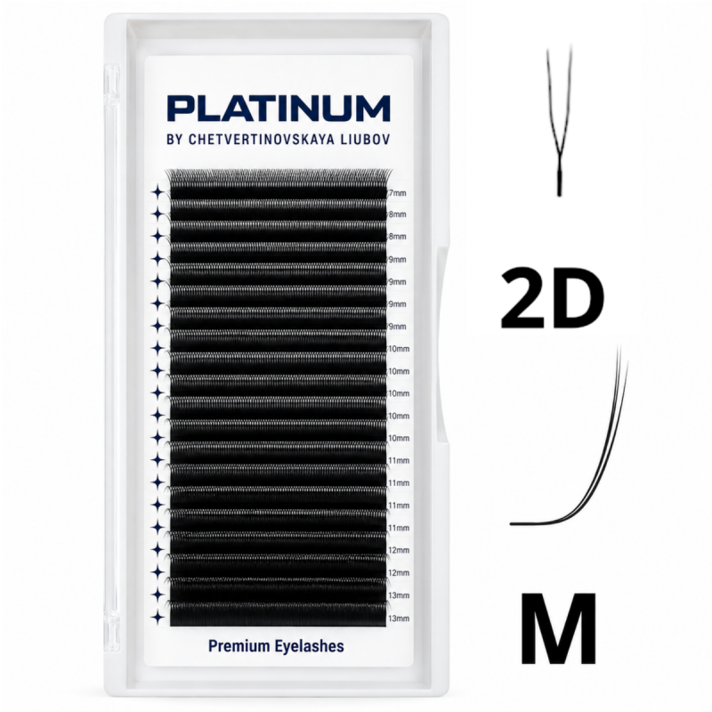 Ready Fan Eyelash Clusters 2D Black U-Shape Curl M 0.07 7–13 mm PLATINUM