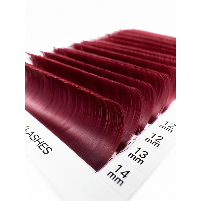 Eyelash Extensions Burgundy PLATINUM 20 lines Сurl С 0.07 6-14mm NEW