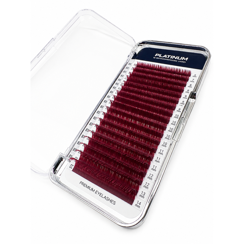 Eyelash Extensions Burgundy PLATINUM 20 lines Сurl С 0.07 6-14mm NEW