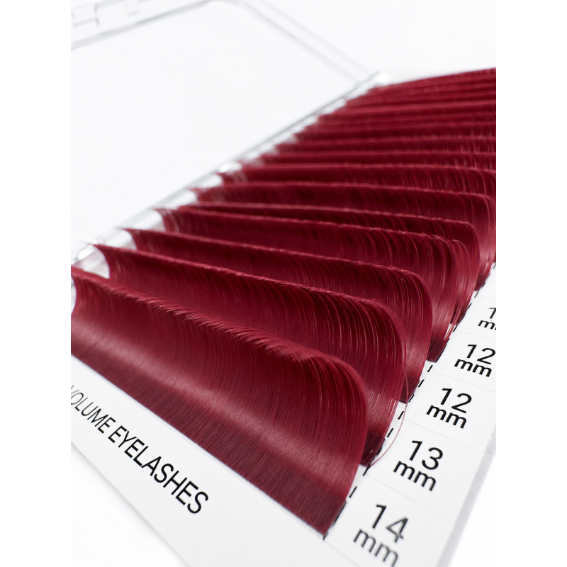 Eyelash Extensions Burgundy PLATINUM 20 lines Сurl С 0.07 6-14mm NEW