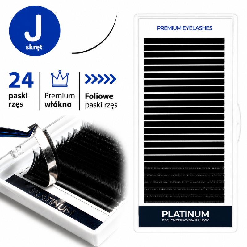Eyelash Extensions Black PLATINUM 24 lines Сurl J 0.10 9mm NEW