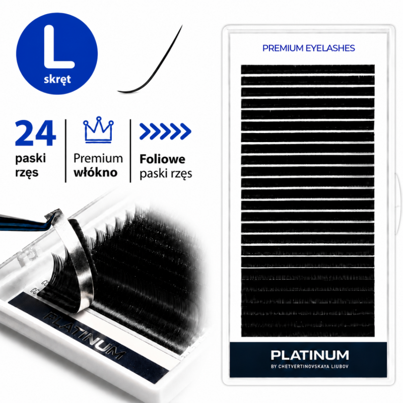 Eyelash Extensions Black PLATINUM 24 lines Сurl L 0.07 11mm NEW