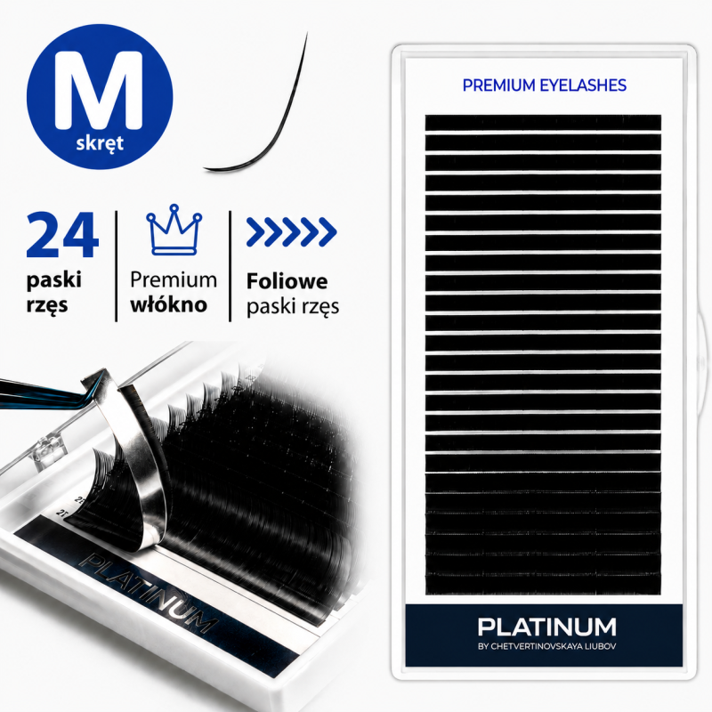 Eyelash Extensions Black PLATINUM 24 lines Сurl M 0.085 12mm NEW