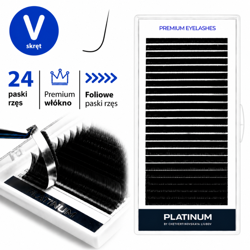 Eyelash Extensions Black PLATINUM 24 lines Сurl V 0.10 6-13mm NEW