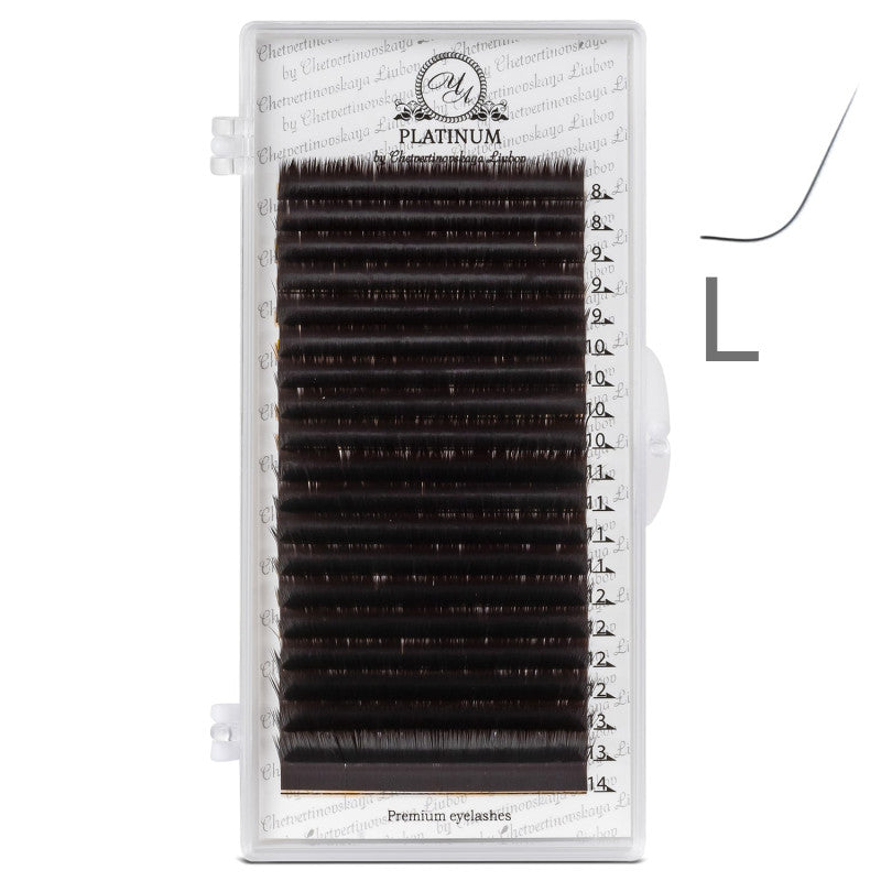 Eyelash Extensions Dark Choco PLATINUM 20 lines Сurl L 0.07 10mm