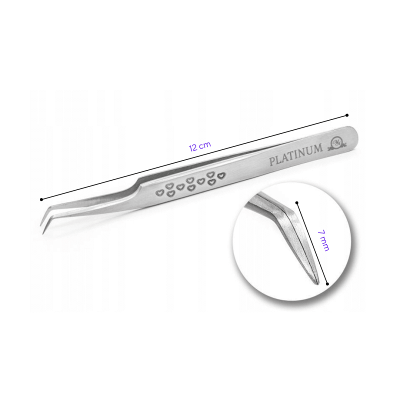 Tweezers for Eyelash Extensions ET 45 Heart PLATINUM Steel Collection