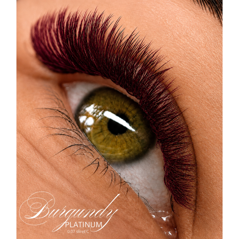 Eyelash Extensions Burgundy PLATINUM 20 lines Сurl С 0.07 6-14mm NEW