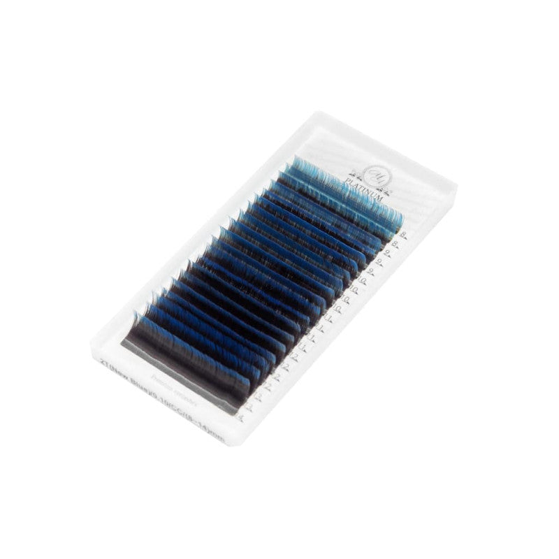 Eyelash Extensions Color Ombre Blue PLATINUM Curl CC 0.07 8–14mm