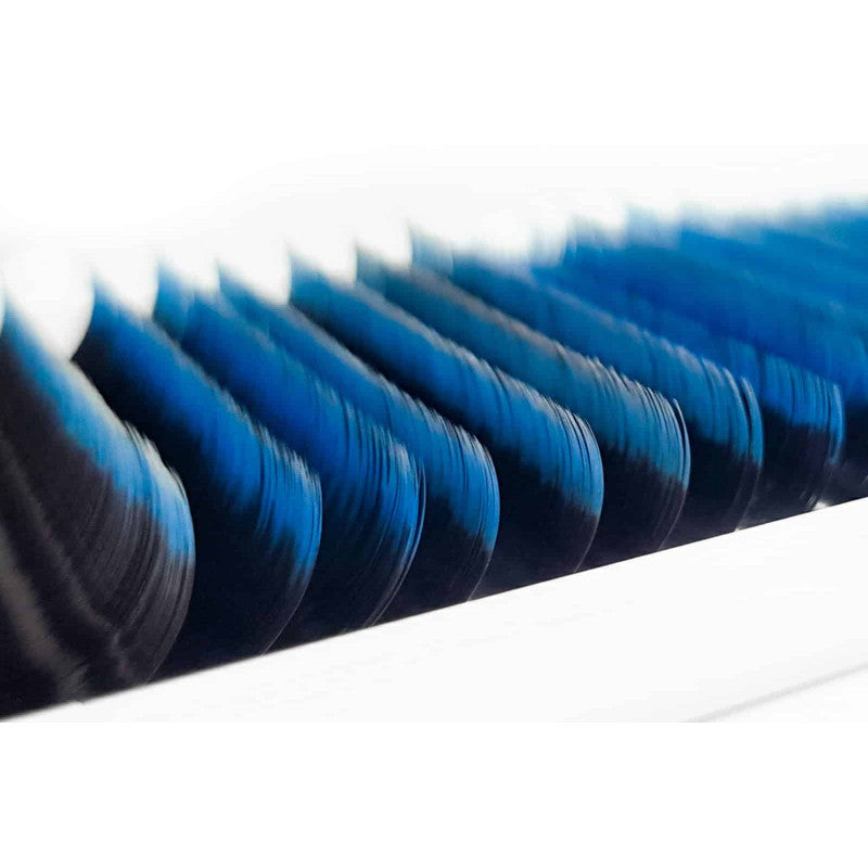 Eyelash Extensions Color Ombre Blue PLATINUM Curl CC 0.07 8–14mm