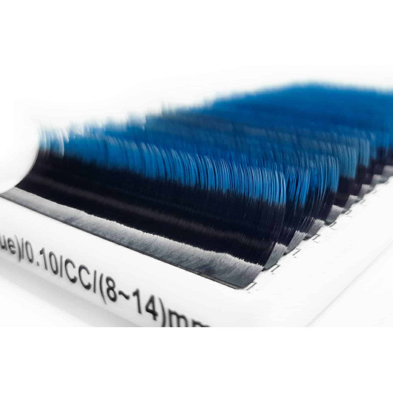 Eyelash Extensions Color Ombre Blue PLATINUM Curl CC 0.07 8–14mm