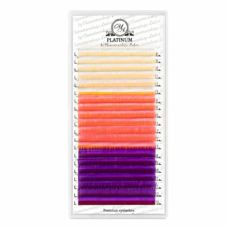 Eyelash Extensions Color (White/Pink/Purple) PLATINUM Curl L 0.07 8–13mm