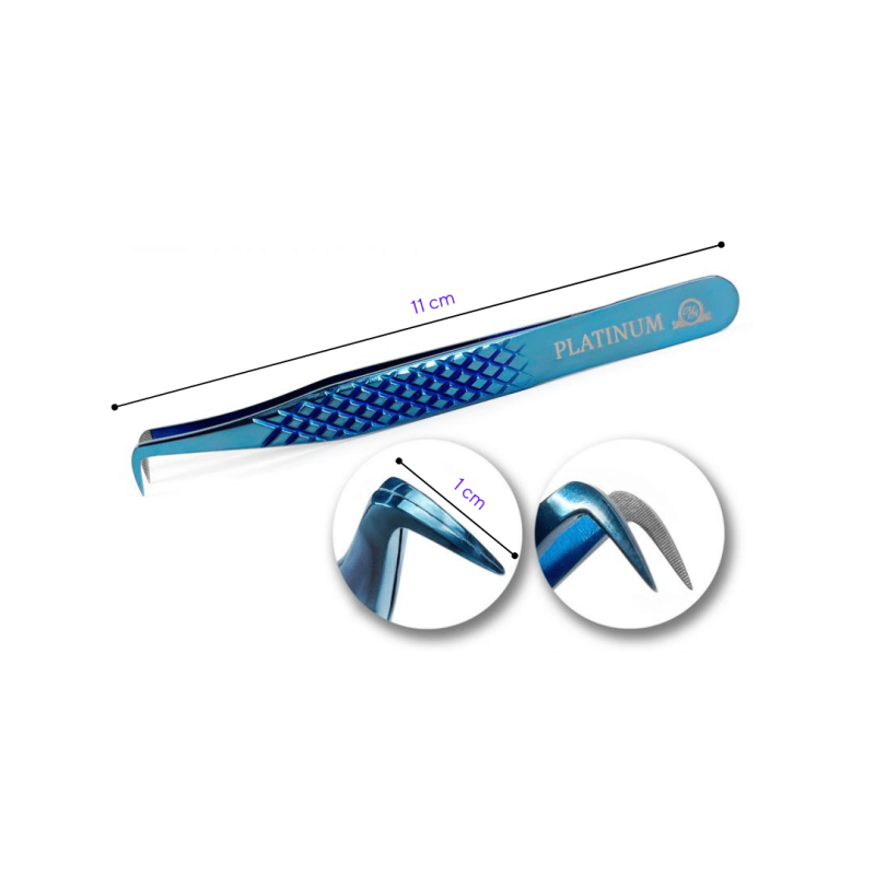 Tweezer for Eyelash Extensions Laser Diamond Blue PLATINUM Aqua Collection