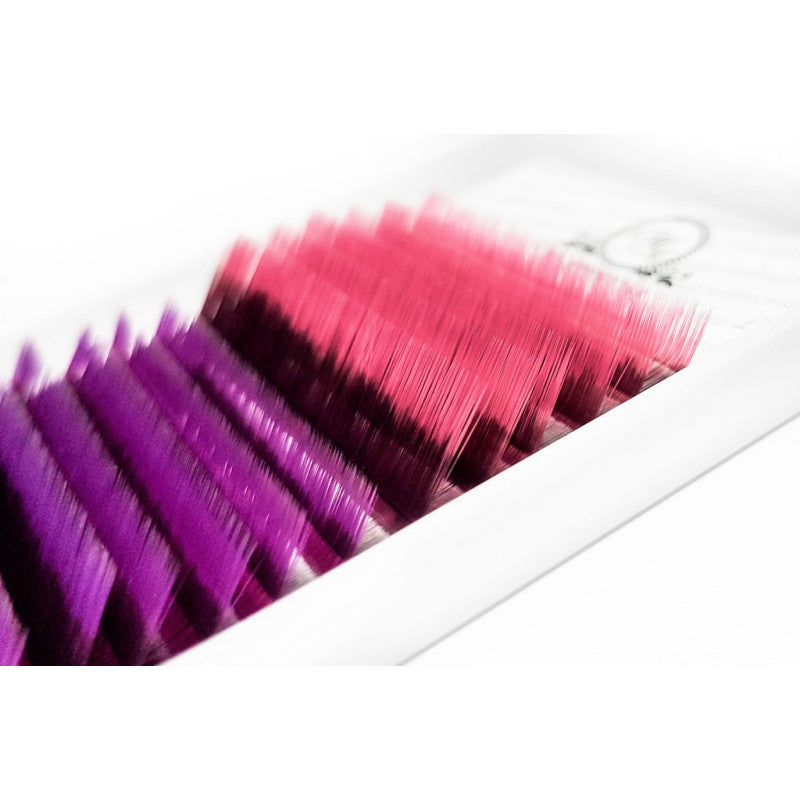 Eyelash Extensions Color Ombre MIX (Pink/Purple/Blue) PLATINUM Curl L 0.07 8–13mm