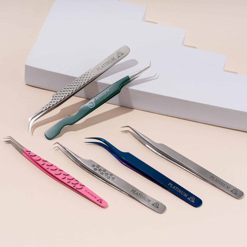 Tweezers for Eyelash Extensions ET 45 Rose Gold Mini 5 mm PLATINUM Rose Luxe