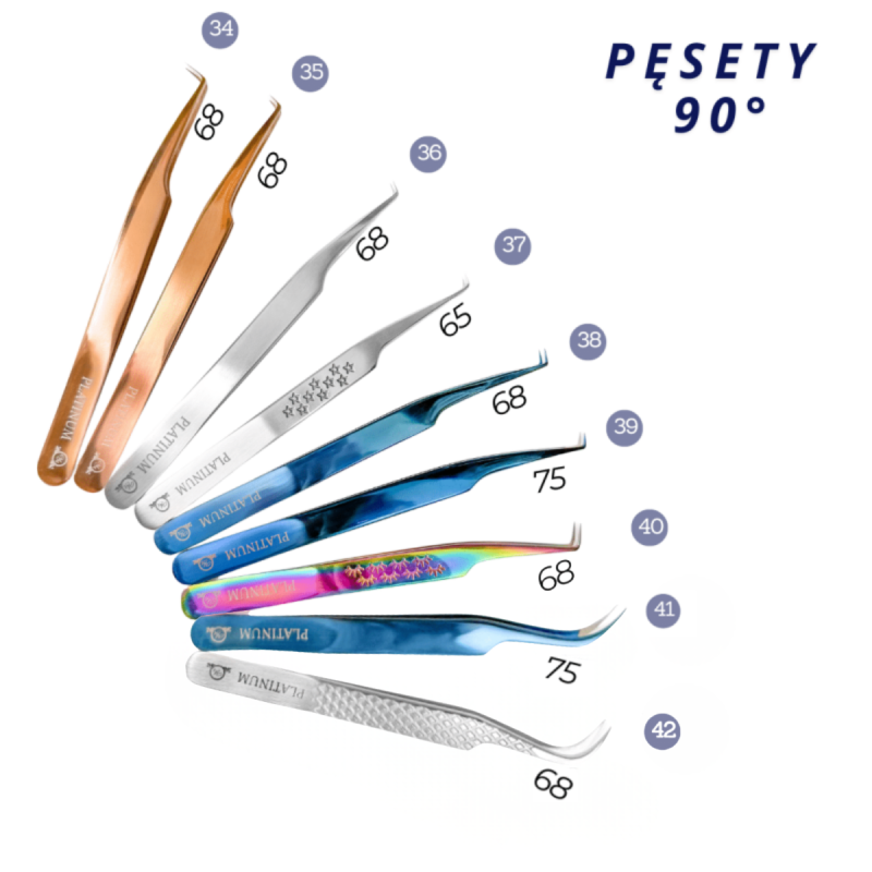 Tweezers for Eyelash Extensions ET 15 Mini Stars PLATINUM Steel Collection
