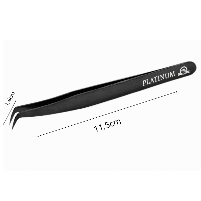 Tweezers for Eyelash Extensions Black Laser PLATINUM Onyx Edition