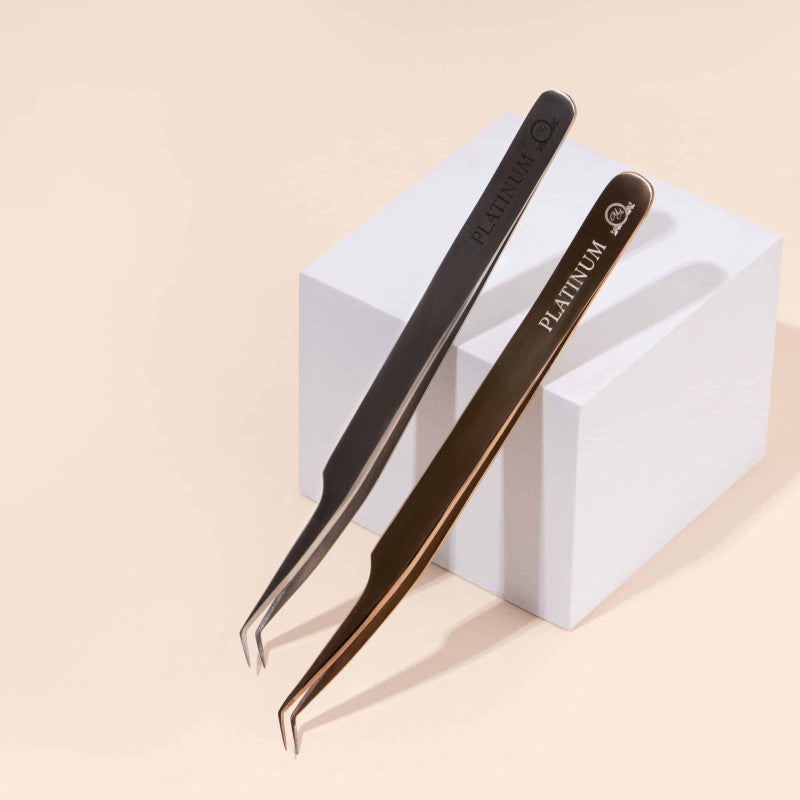 Tweezers for Eyelash Extensions ET 45 grey PLATINUM Steel Collection