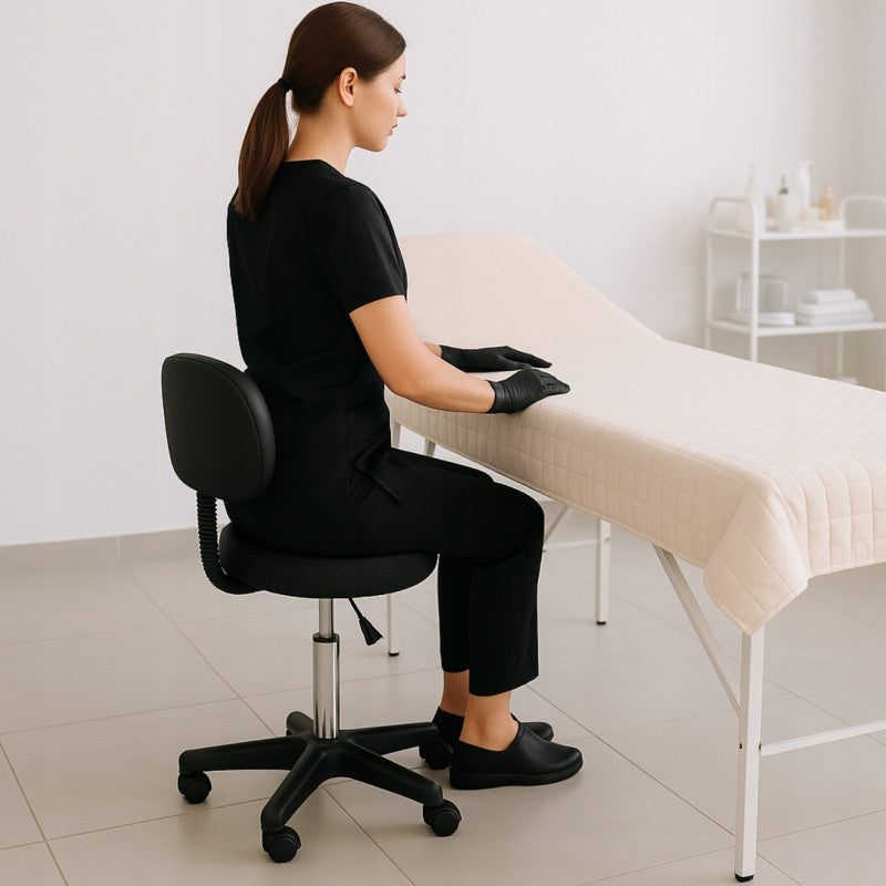 Cosmetic Stool with Backrest PLATINUM