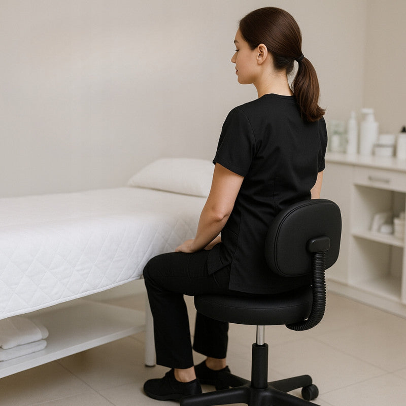 Cosmetic Stool with Backrest PLATINUM