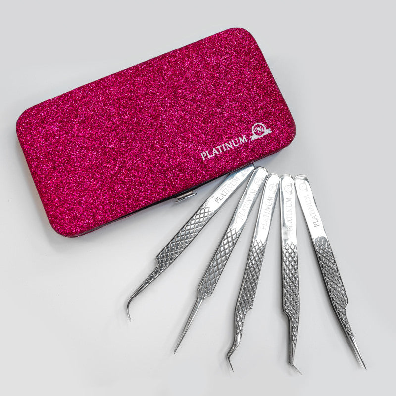 Tweezers for Eyelash Extensions ET 45 Diamond PLATINUM Steel Collection