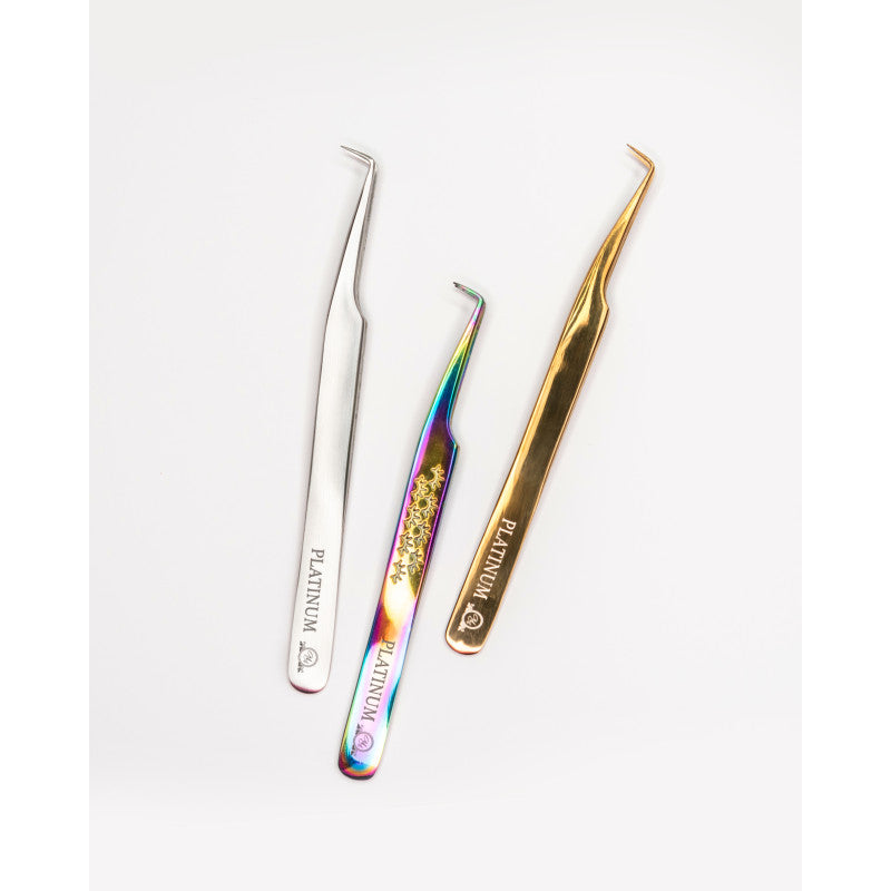 Tweezers for Eyelash Extensions ET 15 Multicolor Lash PLATINUM Multicolor Collection