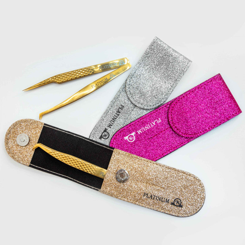 Tweezers for Eyelash Extensions VT 25 Diamond Gold PLATINUM Golden Glow