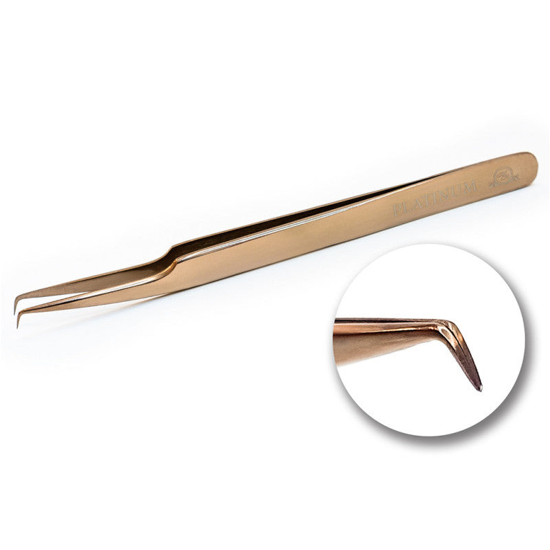 Tweezers for Eyelash Extensions ET 15 Mini blue PLATINUM Aqua Collection
