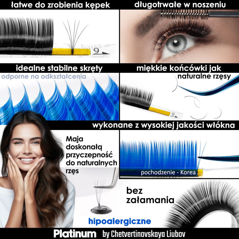 Eyelash Extensions Black PLATINUM 20 lines Сurl J 0.07 9mm