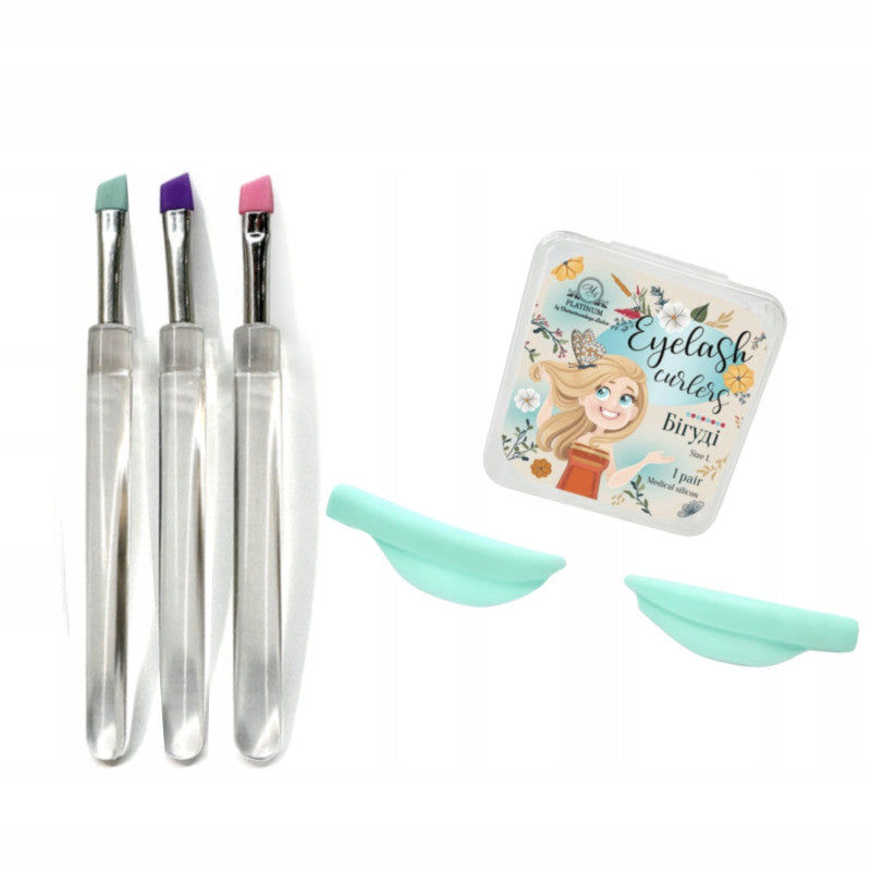PLATINUM Lash Lifting Set – Silicone Applicator + green Silicone Lash Lamination Rods Size L Curl L