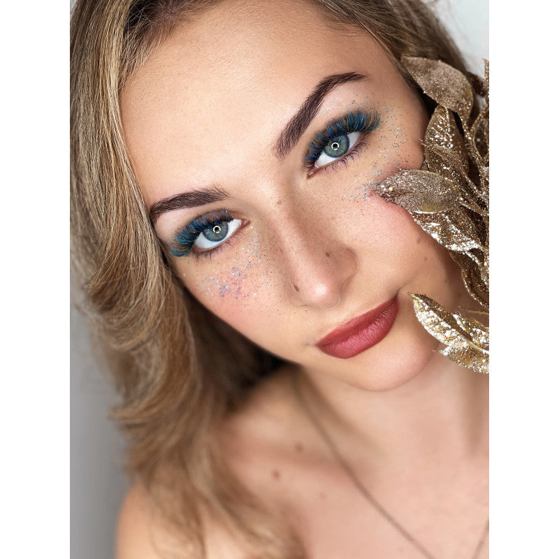 Eyelash Extensions Color Blue/White PLATINUM Curl CC 0.07 8–14mm